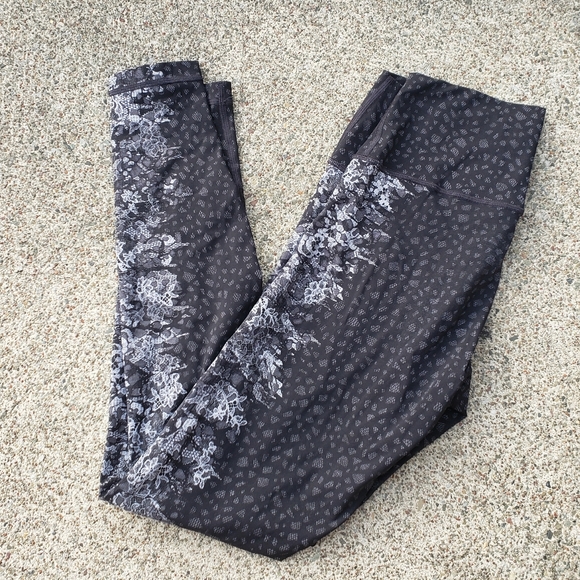 lululemon athletica Pants - Lululemon dark gray lace print leggings